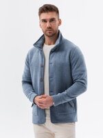 Men's button-down sweatshirt with collar - light blue V5 OM-SSZP-22FW-013