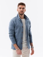 Men's button-down sweatshirt with collar - light blue V5 OM-SSZP-22FW-013