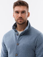 Men's button-down sweatshirt with collar - light blue V5 OM-SSZP-22FW-013