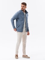 Men's button-down sweatshirt with collar - light blue V5 OM-SSZP-22FW-013