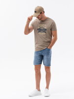 Men's printed cotton t-shirt - light brown V4 OM-TSPT-0120