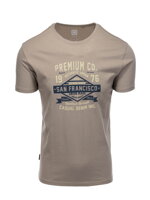 Men's printed cotton t-shirt - light brown V4 OM-TSPT-0120