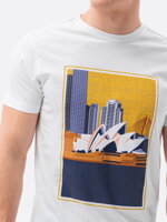 Men's printed t-shirt S1434 V-7A- white