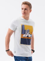 Men's printed t-shirt S1434 V-7A- white