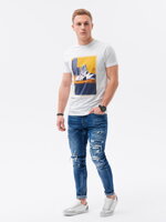 Men's printed t-shirt S1434 V-7A- white