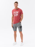 Men's printed cotton t-shirt - red V4 OM-TSPT-0124