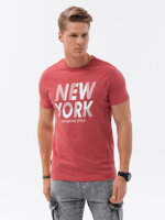 Men's printed cotton t-shirt - red V4 OM-TSPT-0124
