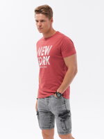 Men's printed cotton t-shirt - red V4 OM-TSPT-0124