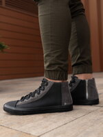 Men's high-top trainers T343 - black