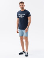 Men's printed cotton t-shirt - navy blue V3 S1748