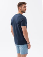 Men's printed cotton t-shirt - navy blue V3 S1748