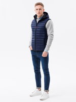 Men's quilted vest V53 - dark blue