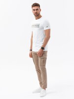 Men's printed cotton t-shirt - white V2 S1751