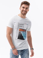 Men's printed t-shirt S1434 V-15A - white