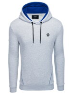 Men's hoodie with zippered pocket - gray melange V5 OM-SSNZ-22FW-006