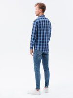 Men's check shirt with long sleeves K282 - blue/navy