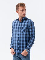 Men's check shirt with long sleeves K282 - blue/navy