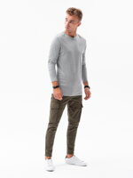 Men's plain longsleeve L138 - grey melange
