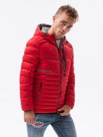 Men's mid-season quilted jacket C372 - red