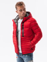 Men's mid-season quilted jacket C372 - red