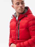 Men's mid-season quilted jacket C372 - red