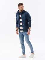 Men's button-down sweatshirt with collar - dark blue V4 OM-SSZP-22FW-013