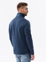 Men's button-down sweatshirt with collar - dark blue V4 OM-SSZP-22FW-013