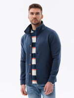 Men's button-down sweatshirt with collar - dark blue V4 OM-SSZP-22FW-013