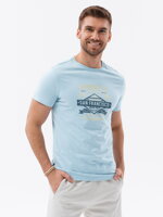 Men's printed cotton t-shirt - blue V1 OM-TSPT-0120