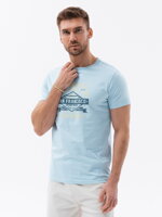 Men's printed cotton t-shirt - blue V1 OM-TSPT-0120