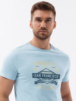 Men's printed cotton t-shirt - blue V1 OM-TSPT-0120