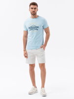 Men's printed cotton t-shirt - blue V1 OM-TSPT-0120