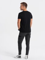 Men's printed cotton t-shirt - black V1 S1735