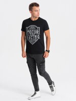 Men's printed cotton t-shirt - black V1 S1735