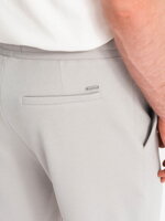 Men's knit shorts with elastic waistband - light grey V4 OM-SRCS-0107