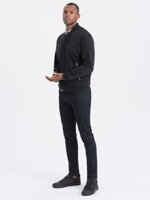 Men's unbuttoned bomber jacket - black V1 OM-SSZP-22FW-011