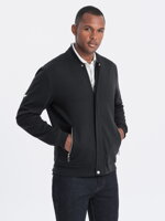 Men's unbuttoned bomber jacket - black V1 OM-SSZP-22FW-011