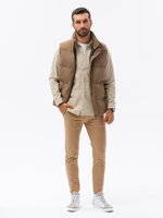 Men's quilted vest - light brown V57