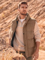 Men's quilted vest - light brown V57