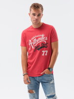 Men's printed t-shirt S1434 V-22A- red