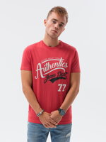 Men's printed t-shirt S1434 V-22A- red