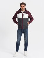 Men's mid-season quilted jacket C447 - dark red