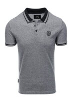 Men's melange polo shirt with contrasting collar - black V1 S1618