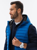 Men's quilted vest V53 - blue
