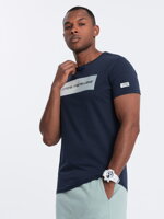 Men's printed cotton t-shirt - navy blue V3 S1751
