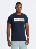 Men's printed cotton t-shirt - navy blue V3 S1751