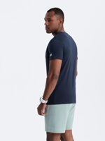 Men's printed cotton t-shirt - navy blue V3 S1751