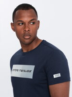 Men's printed cotton t-shirt - navy blue V3 S1751