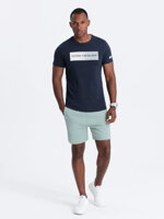 Men's printed cotton t-shirt - navy blue V3 S1751