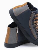Men's high-top trainers T343 - navy